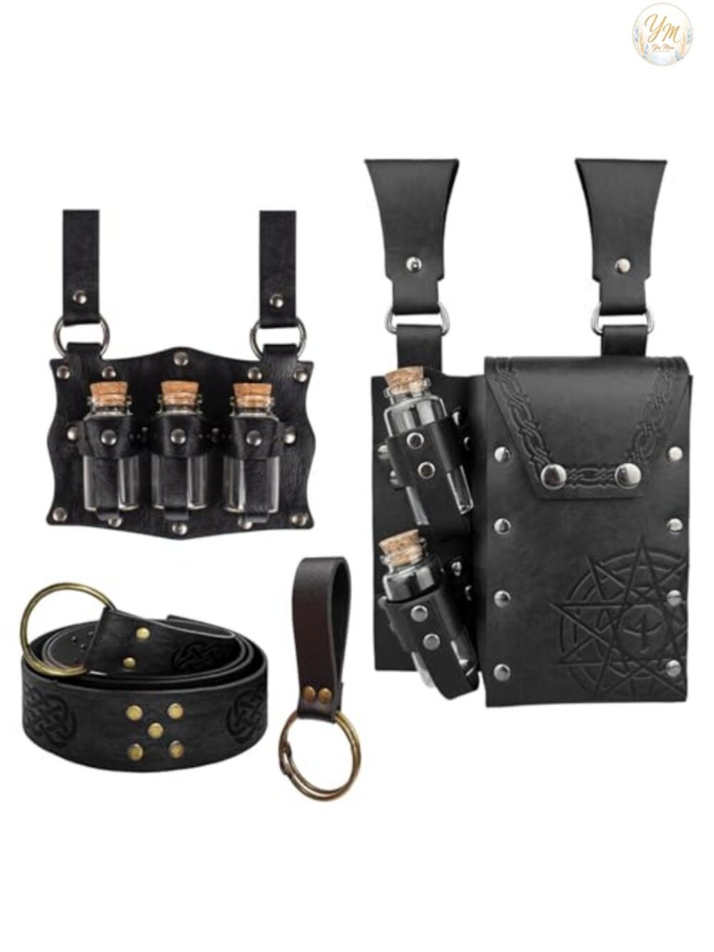 Renaissance Costume Belt Pouch Fanny Pack Potion Bottle Skirt Hike Set Medieval